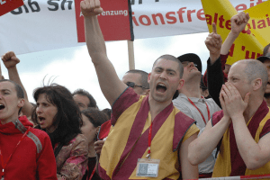 Kelsang Rabten at Anti Dalai Lama protests