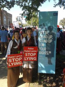 Asian ladies dressed as Tibetans, participating the ISC protests.