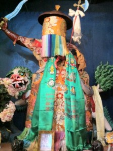 A statue of Shugden with the fierce face hidden