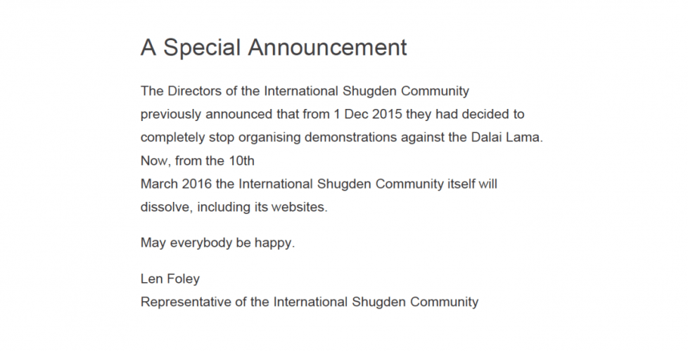 ISC announcement, made on 26th February 2016. www.internationalshugdencommunity.com